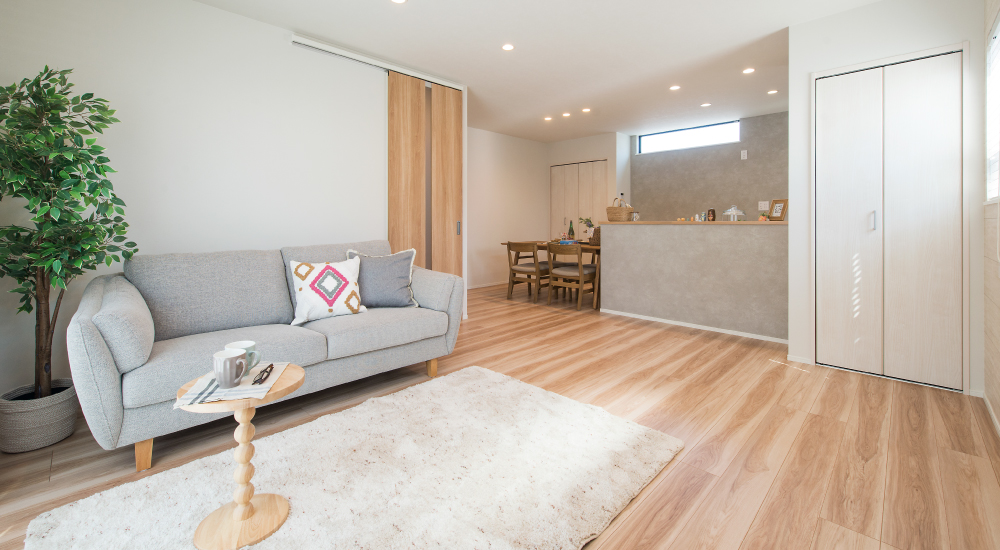 加古川市　ストークガーデン姫路市伊伝居1号地モデルハウス　SHOWA GROUP（ショウワグループ）昭和住宅　リビング