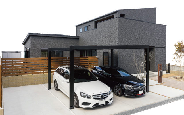 オシャレなスリット階段のある家の画像