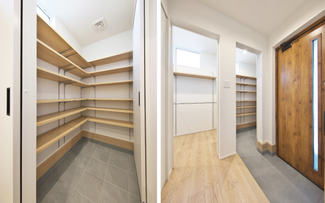 木のあたたかみ感じるモダンな家の画像