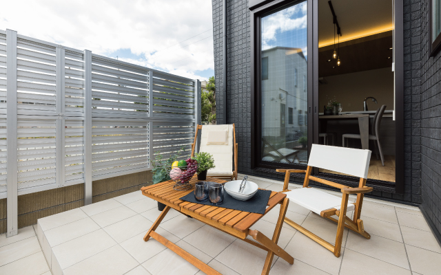 くつろぎテラスのある家の画像